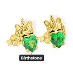 Pietra di nascita personalizzata Carino Unicorno Orecchini in argento Sterling Gioielli per bambini Regalo di compleanno per bambina