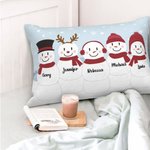 Personalizado 1-5 Familia Muñecos de nieve Cojín Arrojar Funda de almohada con nombres de Navidad Día de Acción de Gracias Decoración para el hogar Fa