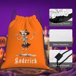 Personalized Dancing Skeleton Drawstring Backpack Halloween Snack Bag for Kids Trick or Treat Party Favors