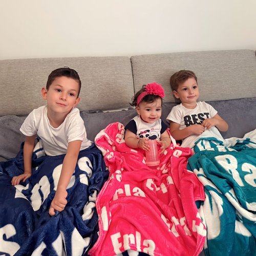 Personalised High-Quality Super Soft Name Family Blanket Birthday Christmas Gift for Kid Family