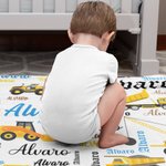 Gepersonaliseerde Bouwwagen Ontwerp Fleece Sherpa Deken met Naam Verjaardag Verjaardagscadeau voor Baby's Kinderen