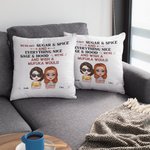 Personalized We're Not Sugar and Spice Everything Nice Throw Pillow Cover Cushion Birthday Christmas Gift for Besties Friends Sofa Decor