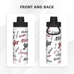 Bouteille d'Eau Isotherme en Acier Inoxydable Personnalisée avec Nom Couvercle Étanche et Anse 532ml Cadeau pour Activités de Plein Air