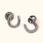 Personalised Horseshoe Lapel Pin with Name Good Luck Charm Hat Accessory Birthday Christmas Gift for Cowboy Horse Lover