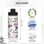 Bouteille d'Eau Isotherme en Acier Inoxydable Personnalisée avec Nom Couvercle Étanche et Anse 532ml Cadeau pour Activités de Plein Air