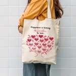 Borsa personalizzata in tela con albero genealogico a forma di cuore La felicità è avere una famiglia da amare Borsa per la festa della mamma Regalo p