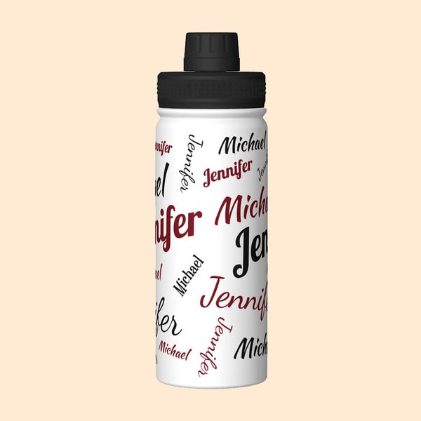 Bouteille d'Eau Isotherme en Acier Inoxydable Personnalisée avec Nom Couvercle Étanche et Anse 532ml Cadeau pour Activités de Plein Air