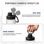 Bouteille d'Eau Isotherme en Acier Inoxydable Personnalisée avec Nom Couvercle Étanche et Anse 532ml Cadeau pour Activités de Plein Air