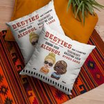 Personalized Besties Tolerating Idiots and Keeping Each Sane Throw Pillow Cover Cushion Birthday Christmas Gift for Besties Sofa Decor