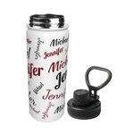 Bouteille d'Eau Isotherme en Acier Inoxydable Personnalisée avec Nom Couvercle Étanche et Anse 532ml Cadeau pour Activités de Plein Air