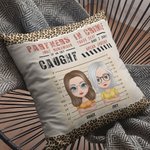 Personalized Besties Partners In Crime Throw Pillow Cover Cushion Birthday Christmas Gift for Besties Sofa Decor