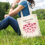 Borsa personalizzata in tela con albero genealogico a forma di cuore La felicità è avere una famiglia da amare Borsa per la festa della mamma Regalo p