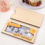 Personalized Happy Birthday Money Holder Box Wooden Birthday Cash Envelope Creative Greeting Card Holiday Party Essential Birthday Gift for Kids Teens