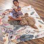 Manta Boho Floral Highland Vaca Personalizada con Nombre Manta Bebé Regalo para Bebé Niño Mujer Amante de las Vacas