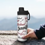 Bouteille d'Eau Isotherme en Acier Inoxydable Personnalisée avec Nom Couvercle Étanche et Anse 532ml Cadeau pour Activités de Plein Air