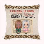 Personalized Besties Partners In Crime Throw Pillow Cover Cushion Birthday Christmas Gift for Besties Sofa Decor