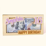 Personalized Happy Birthday Money Holder Box Wooden Birthday Cash Envelope Creative Greeting Card Holiday Party Essential Birthday Gift for Kids Teens
