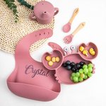 Gepersonaliseerde Food Grade Silicone Baby voeden Set met krab vorm verdeelde zuignap plaat Baby Led Weaning Supplies voor Kid Toddler Dinnerware