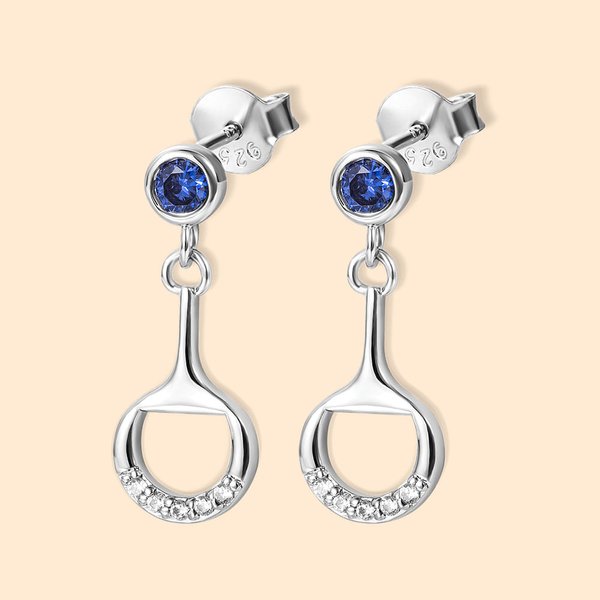 Personalizzato cavallo Snaffle Bit orecchio Studs con Birthstone Sterling Silver gioielli regalo per l'amante del cavallo Equestre