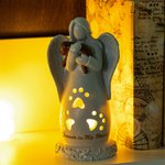 Ángel abrazando a su mascota Figurita portavelas con luz LED Regalo conmemorativo por la pérdida de una mascota