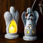 Ángel abrazando a su mascota Figurita portavelas con luz LED Regalo conmemorativo por la pérdida de una mascota