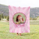Manta de forro polar personalizada estilo retro Dolly con foto y nombre Regalo de cumpleaños para mujer Niños