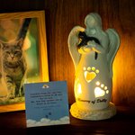 Ángel abrazando a su mascota Figurita portavelas con luz LED Regalo conmemorativo por la pérdida de una mascota