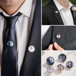 Personalised Photo Lapel Pin Memorial Boutonniere Pin Wedding Father's Day Gift for Men Groomsmen