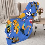 Personalised Construction Lorrys Vehicles Blanket with Name Bed Couch Sofa Decor Birthday Gift for Toddler Kids