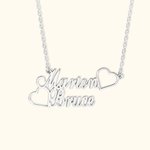 Collier Argent Personnalisé avec 2 Prénoms Accessoires de Cœurs Cadeau Anniversaire St-Valentin pour Femme
