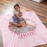 Manta de forro polar personalizada estilo retro Dolly con foto y nombre Regalo de cumpleaños para mujer Niños
