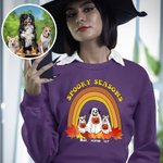 Sweatshirt Personnalisé avec 1-4 Chiens de Fantôme et Noms Spooky Seasons Cadeau Halloween Anniersaire Fête pour Amis Famille
