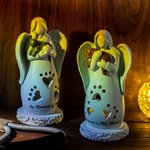 Ángel abrazando a su mascota Figurita portavelas con luz LED Regalo conmemorativo por la pérdida de una mascota