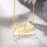 Collier Argent Personnalisé avec 2 Prénoms Accessoires de Cœurs Cadeau Anniversaire St-Valentin pour Femme