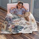 Manta Boho Floral Highland Vaca Personalizada con Nombre Manta Bebé Regalo para Bebé Niño Mujer Amante de las Vacas