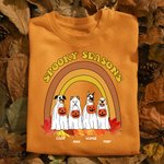 Maglietta personalizzata Halloween Dog Ghost Shirt Spooky Seasons Shirt Regalo di Halloween divertente per gli amici amanti dei cani Regalo per gli am
