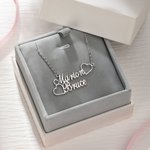 Collier Argent Personnalisé avec 2 Prénoms Accessoires de Cœurs Cadeau Anniversaire St-Valentin pour Femme