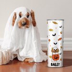 Gepersonaliseerde Fall Ghost Dogs 20oz Skinny Tumbler met Bat Snoep Patroon Halloween Party Spooky Seizoen Geschenk voor Hondenliefhebbers