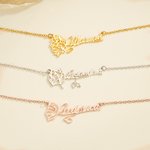 Personalized Name Necklace with Birth Flower Mother's Day Birthday Day Floral Jewellery Gift for Women