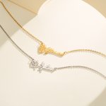 Personalized Name Necklace with Birth Flower Mother's Day Birthday Day Floral Jewellery Gift for Women