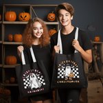 Gepersonaliseerde Happy Halloween Creep It Real Treat Bag Spookachtige Skelet Pompoen Tote Bag Home Decoratie Halloween Cadeau voor Familie Vrienden
