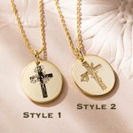 Personalized Engraved Cross Name Necklace with Birth Flower Birthday Mother's Day Gift for Her
