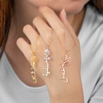 Personalized Arabic Name Necklace with Birth Flower Jewellery Gifts for Mother's Day Valentine's Day