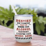 Personalized Soul Sisters Another Year of Bonding Over Alcohol 12oz Wine Tumbler with Straw Birthday Bridal Party Gift for Your Bestie