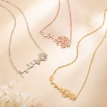 Personalized Arabic Name Necklace with Birth Flower Jewellery Gifts for Mother's Day Valentine's Day
