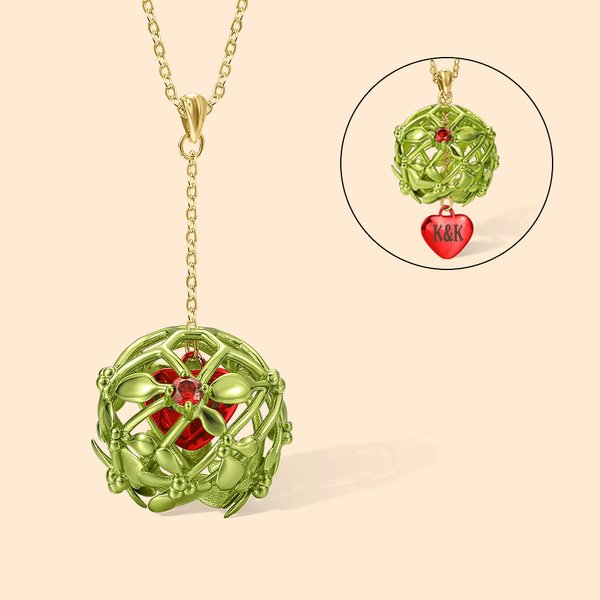 Personlig jul Mistel boll halsband prydnad med glidande hjärta namn charm semester julfest dekor par Valentine jubileumsgåva