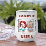 Personalizzato Partners In Crime Bestie Quote Wine Tumbler con cannuccia Divertente regalo di Natale di compleanno per la migliore amica Bestie