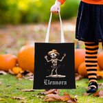 Personalized Halloween Skeleton DIY Treat Bag Trick or Treat Bag with Handles Reusable for Halloween Party Favors Supplies