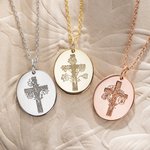Personalized Engraved Cross Name Necklace with Birth Flower Birthday Mother's Day Gift for Her