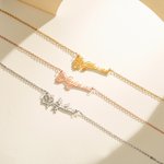 Personalized Name Necklace with Birth Flower Mother's Day Birthday Day Floral Jewellery Gift for Women